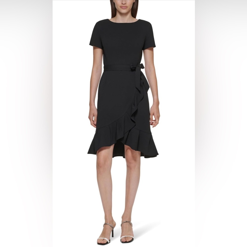 Calvin Klein Ruffle Hem Belted Tier Dress